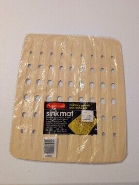 Vintage 1983 Rubbermaid Sink Mat Almond Beige 12.75"x10.75" Made in USA NOS